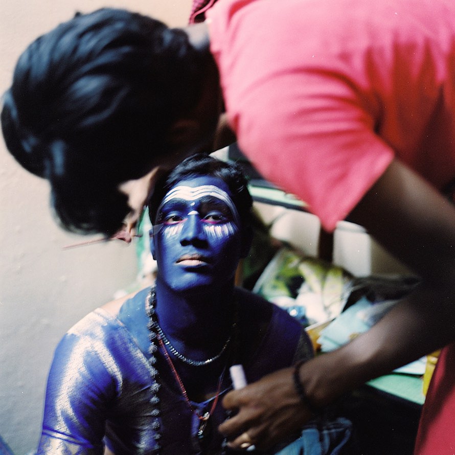 Mohana prepares to play the Goddess Kali at the Mayanakollai festival in the village of
Devanappatinam. March 2013.