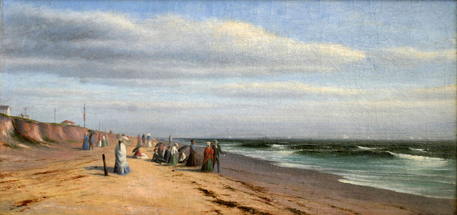 Francis A. Silva (1835-1886), Strolling Along the Bluff at Long Branch, c. 1870. Oil on canvas, 7 5/8 x 16 inches.