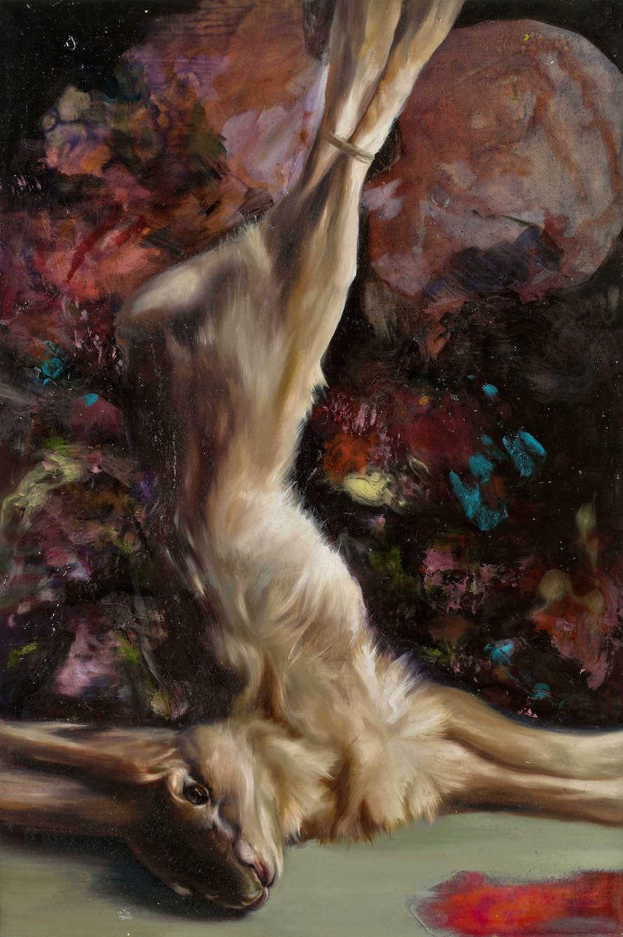 <em>The language of stones</em>, 36” x 24”, oil and synthetic resin on canvas, 2014