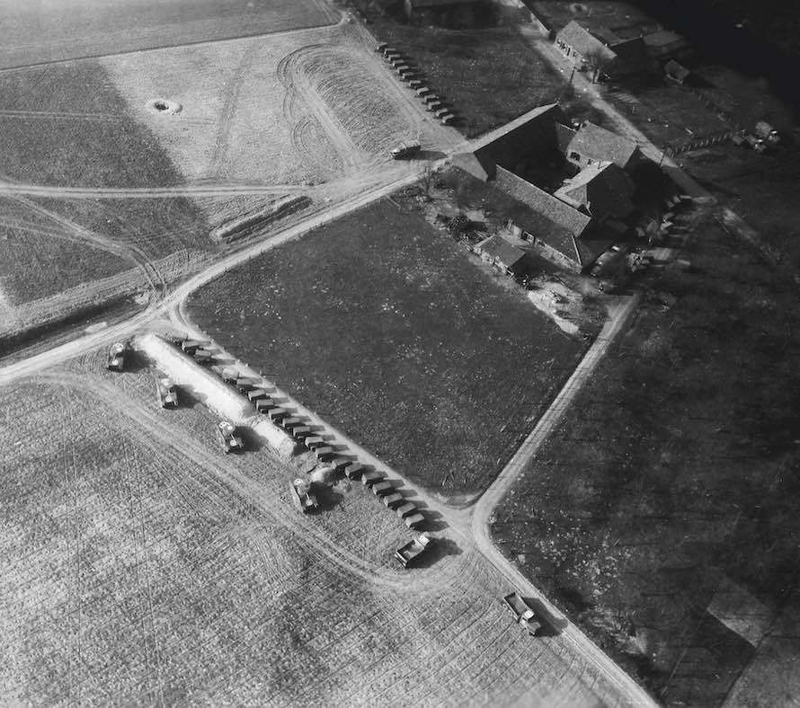 Aerial view of dummies set up at Anrath-Dülken