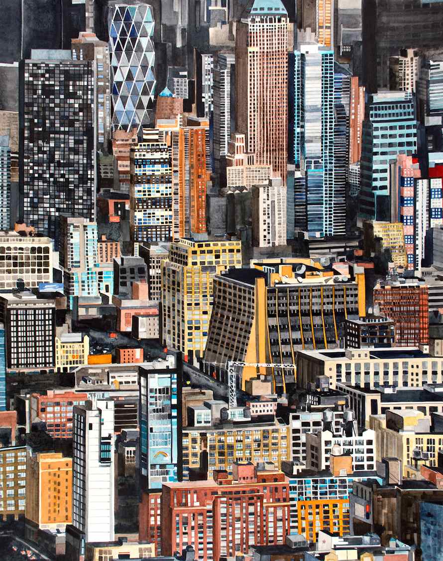 Amy Park, You Are Here, 2013, watercolor on stretched paper, 27.5 x 22 in.