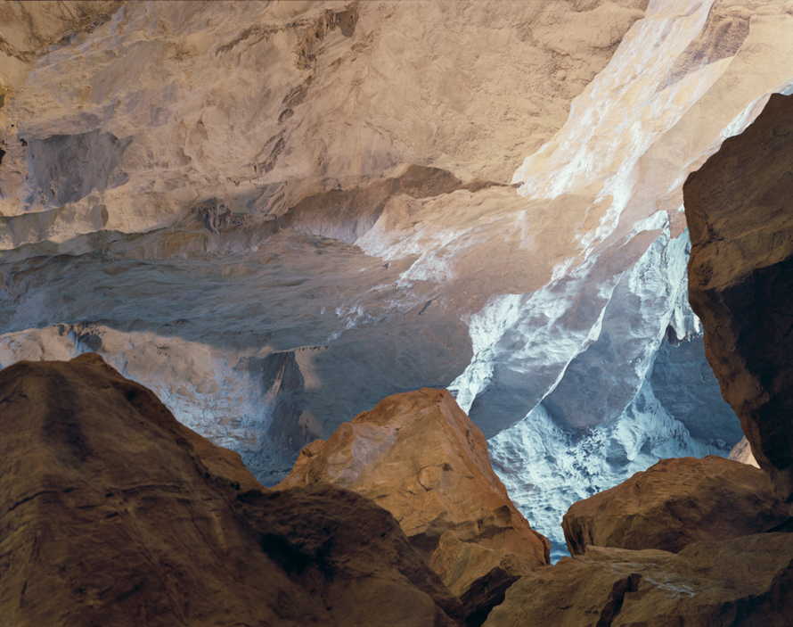 <em>Dau Go Cave Fake vs Natural Light, Viet Nam.</em> Custom light box, 17 x 21.5 inches.