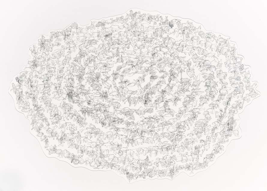 Life on Earth, 2013, 38 x 55 inches (irregular), ink on paper