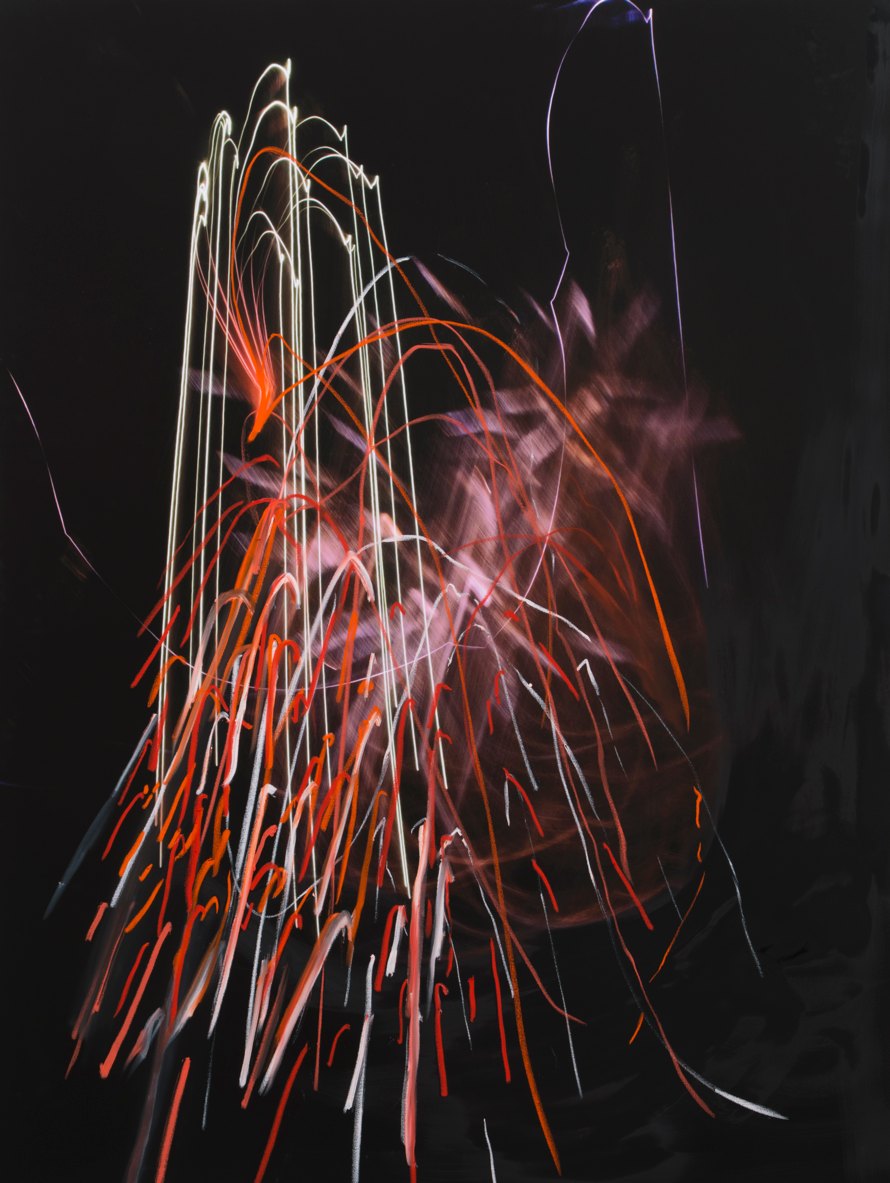 Whitney Bedford, <em>Love Letter.2</em>, 2014. Mixed media on canvas, 70 x 53 inches. Photo: Evan Bedford Courtesy the artist and Carrie Secrist Gallery, Chicago.