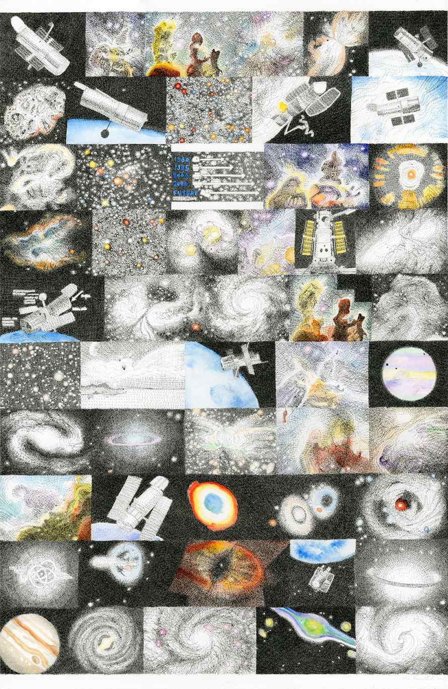 Google Portrait of Hubble Telescope, 2013, 26 1/4 x 17 inches, ink, pencil and gouache on paper
