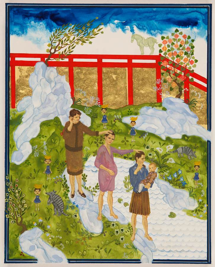 Mama Mimi, Hija, Hija, Hija, 2012, gouache and gold leaf on panel, 10 by 8 inches