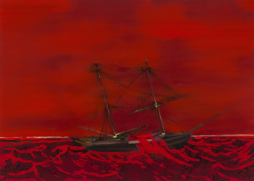 Whitney Bedford, <em>The Fixer</em>, 2014. Ink and oil on panel, 30 x 42 inches. Photo: Evan Bedford. Courtesy the artist and Carrie Secrist Gallery, Chicago.