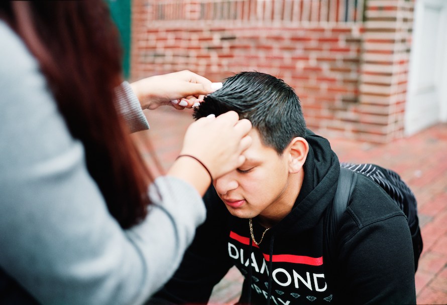 Chrissy Plays with Diego's Hair, Durham, NC.