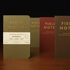 Field Notes. “Ambition” Edition. A Weekly Planner, a Ledger, and a Memo Book. $9.95 Available now.