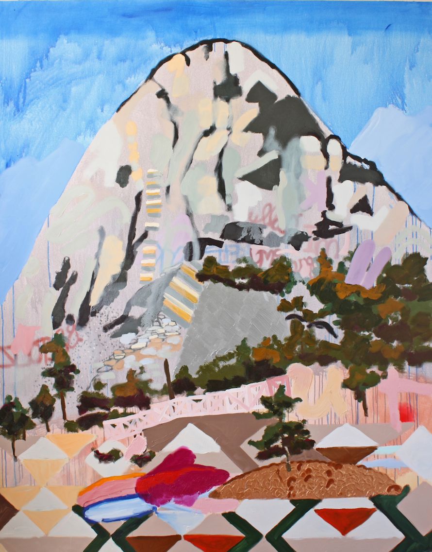At the Top of Nevada Fall, 2014. Oil and acrylic on canvas, 89 x 70 inches. From the series 