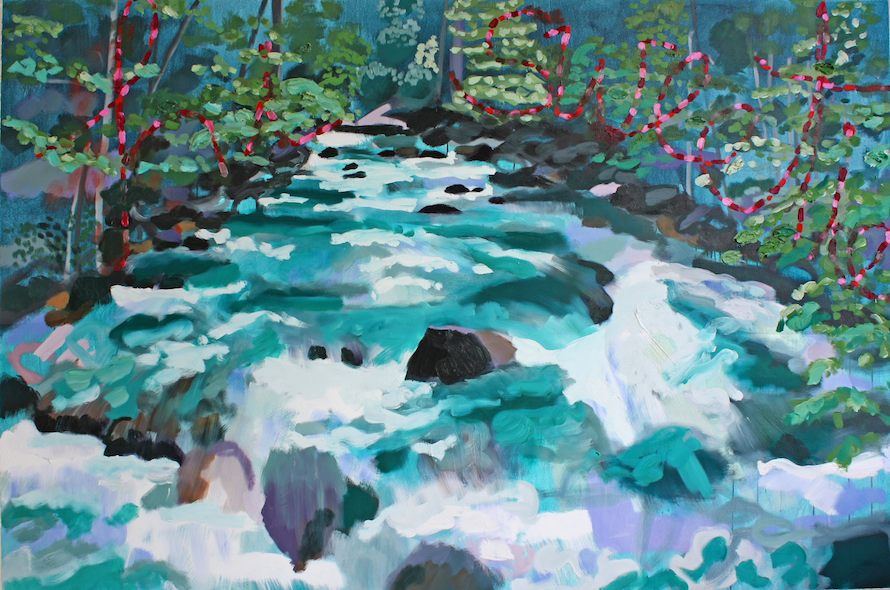 Happy Isles 1 (Hi Sweetie), 2014. Oil and acrylic on canvas, 63 x 97 inches. From the series 