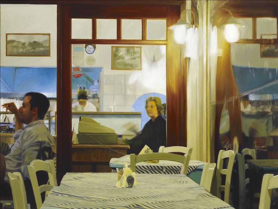 Skopelos Taverna, 2009, oil on linen, 23.5x31.5”