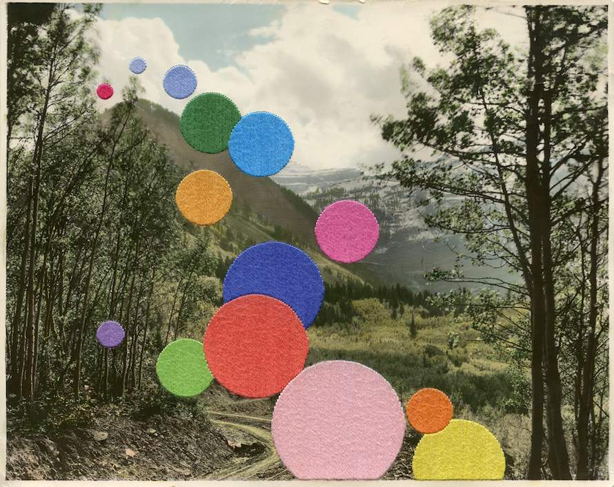 Bubble Hill, 2013. Hand embroidery on found photograph. Copyright © Julie Cockburn. Courtesy Yossi Milo Gallery, New York.