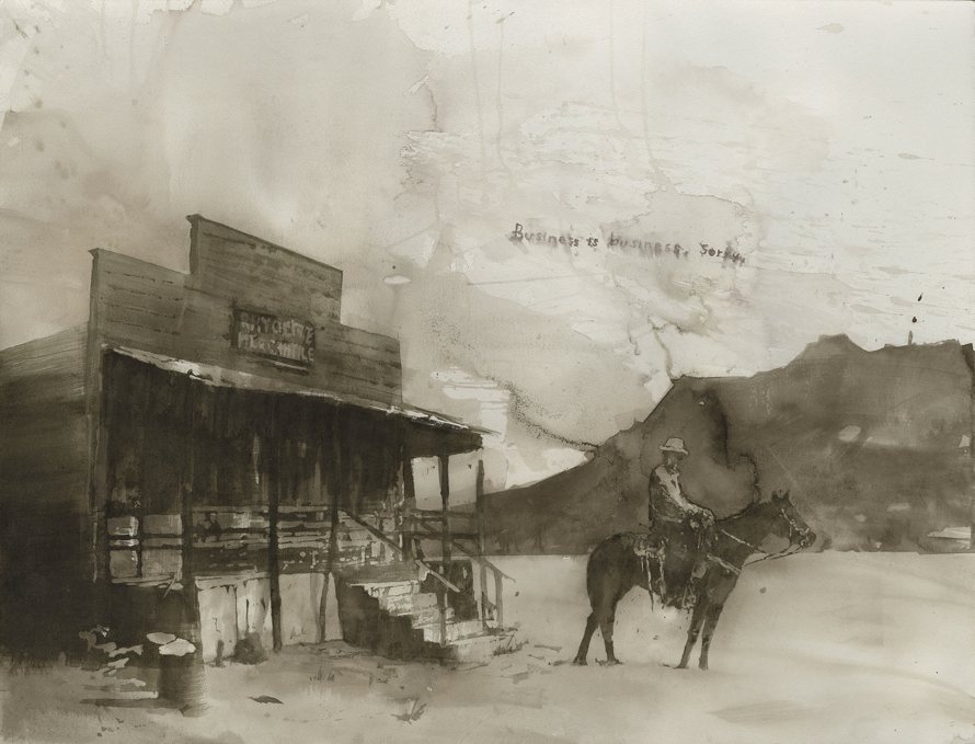 Business Is Business, 2011. Watercolor on paper. 30 inches x 40 inches.