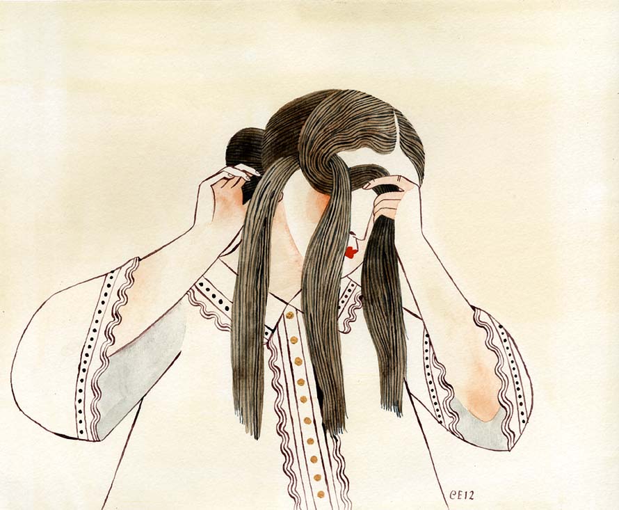 Fate No. 1, gouache and ink on paper, 8 x 10 inches