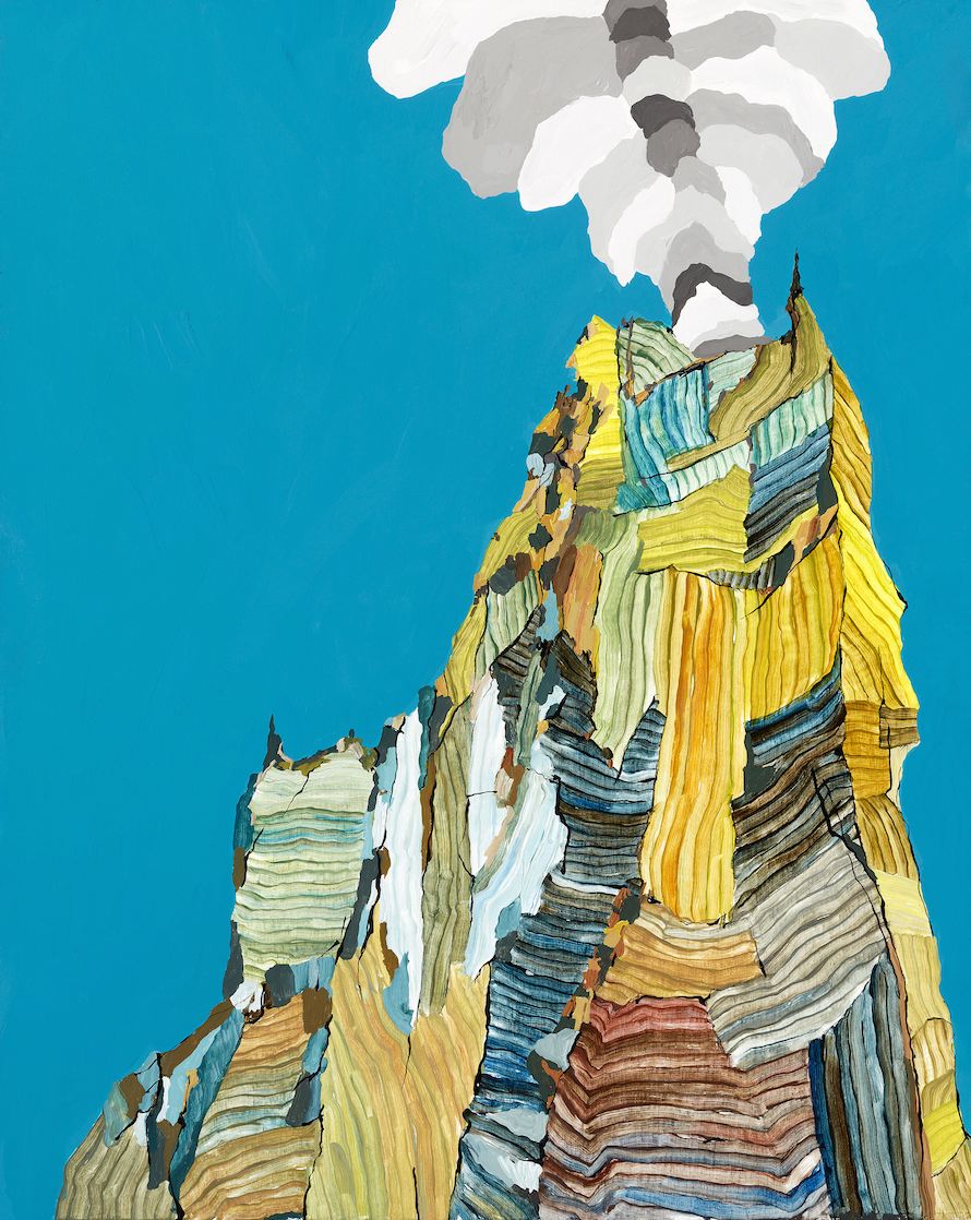 Fear of Volcanoes 16,  20”H x 16”W, acrylic on panel, 2014