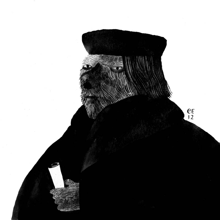 Gunnulf, gouache on paper, 6 x 6 inches