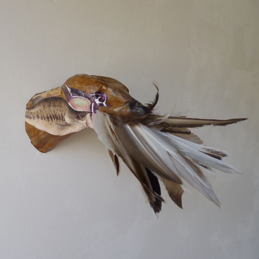 Fishing with Feathers, 2014, mixed media, 5 in. x 5 in. x 11 in.