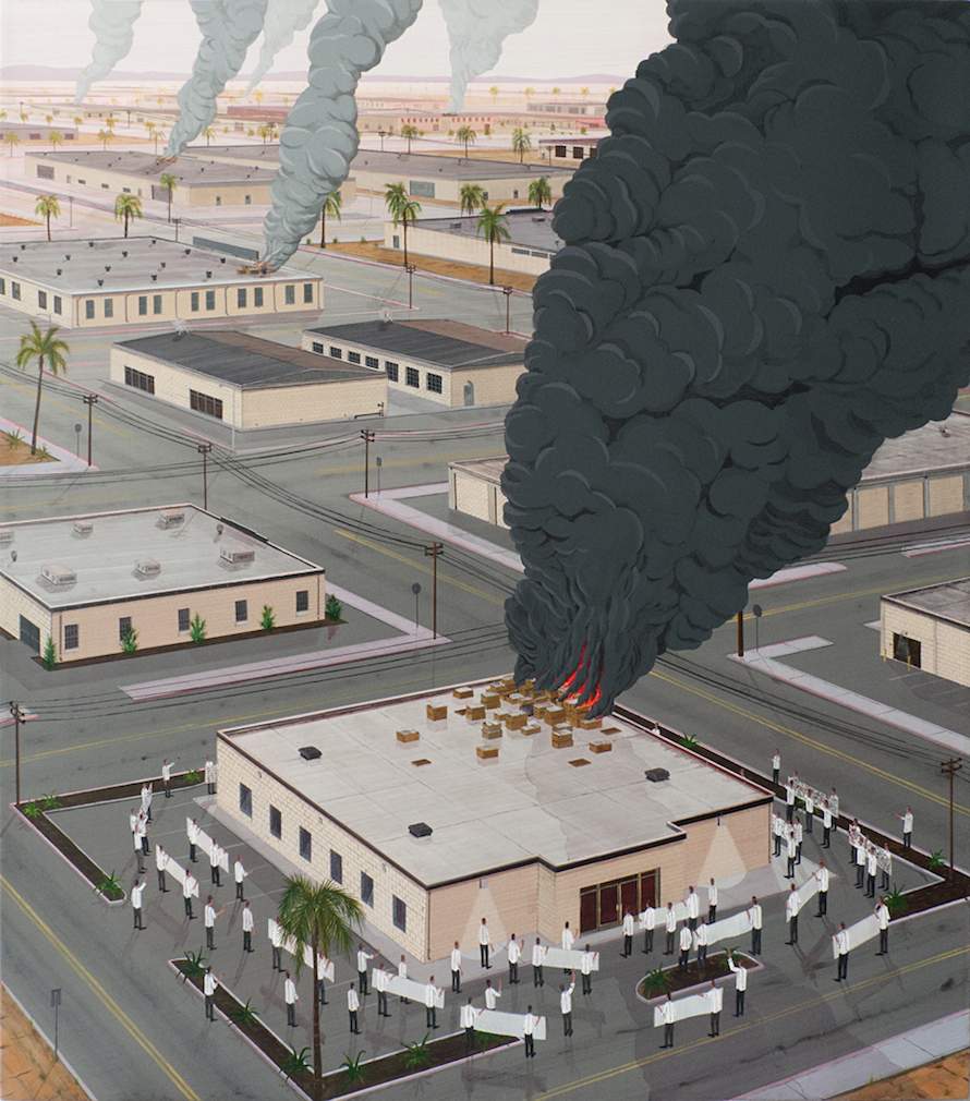 Something's Burning, 2013. Acrylic on linen, 34 inches x 30 inches.