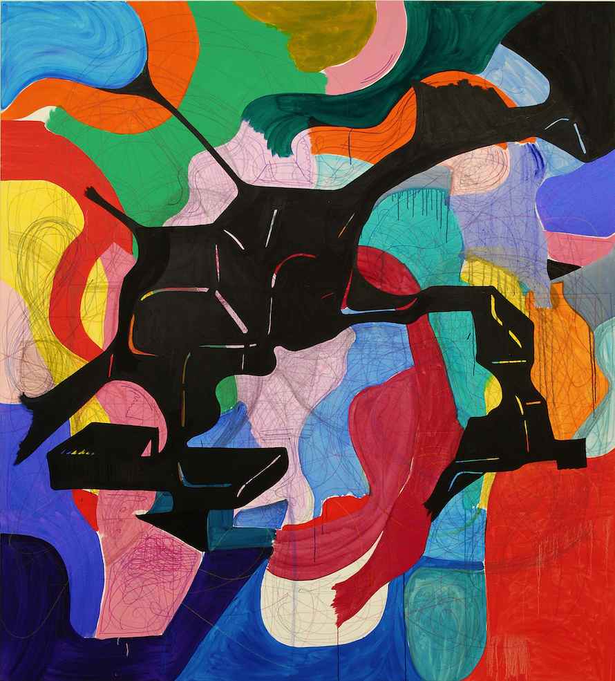 Untitled, 2014, oil, acrylic, flashe and graphite on canvas, 90 x 80 inches