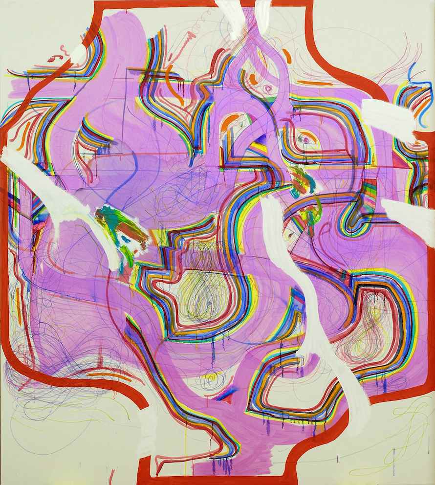 Untitled, 2014, oil, ink, marker and acrylic on canvas, 90 x 80 inches