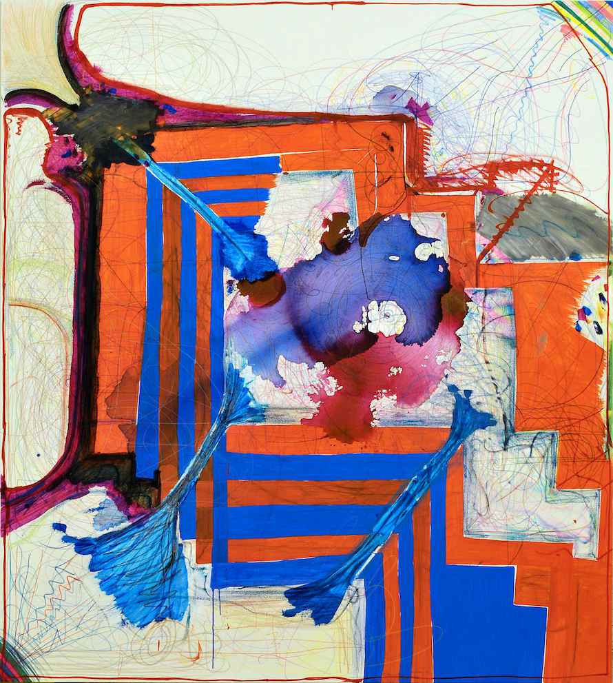 Untitled, 2014, oil, ink and acrylic marker on canvas, 90 x 80 inches