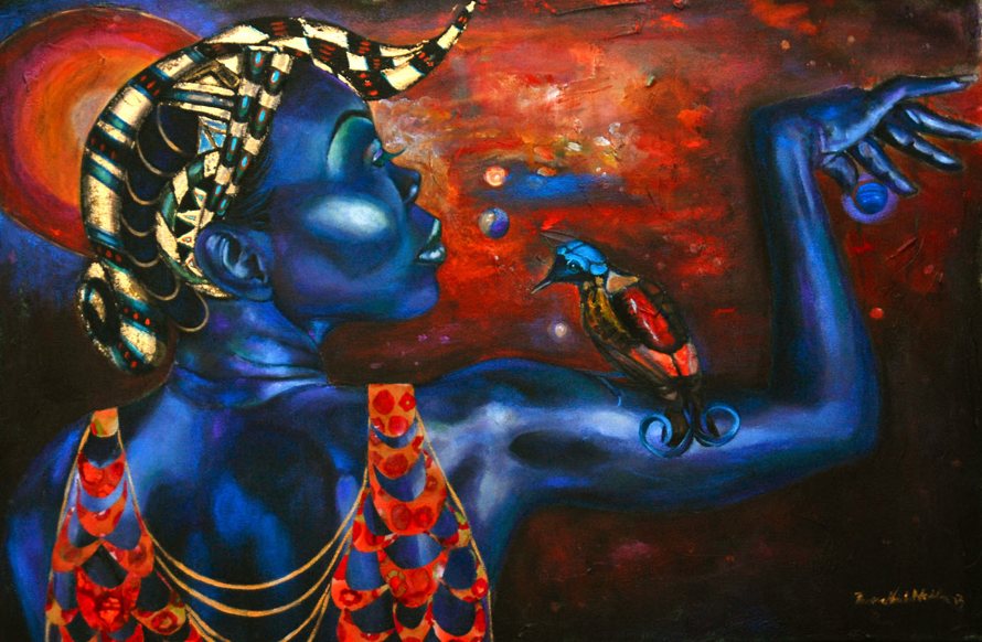 Keeper of Illusions, 36x24 inch, mixed media on canvas