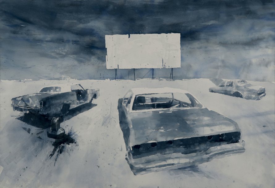 Last Picture Show, 2010. Watercolor on paper. 42 inches x 68 inches.