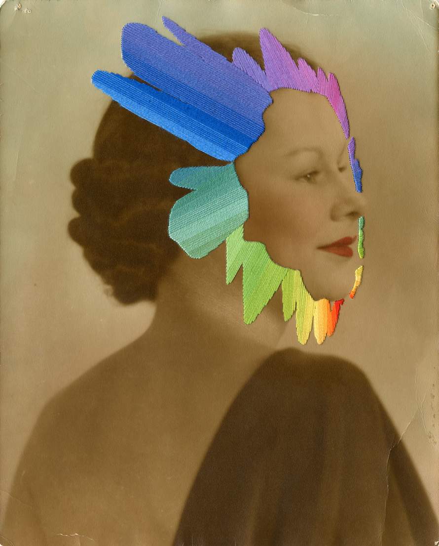 Love at First Sight, 2013. Hand embroidery on found photograph. Copyright © Julie Cockburn. Courtesy Yossi Milo Gallery, New York.