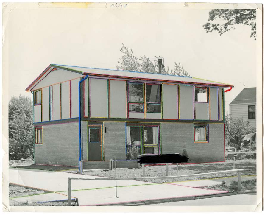 Party House, 2013. Hand embroidery and marker pen on found photograph. Copyright © Julie Cockburn. Courtesy Yossi Milo Gallery, New York.