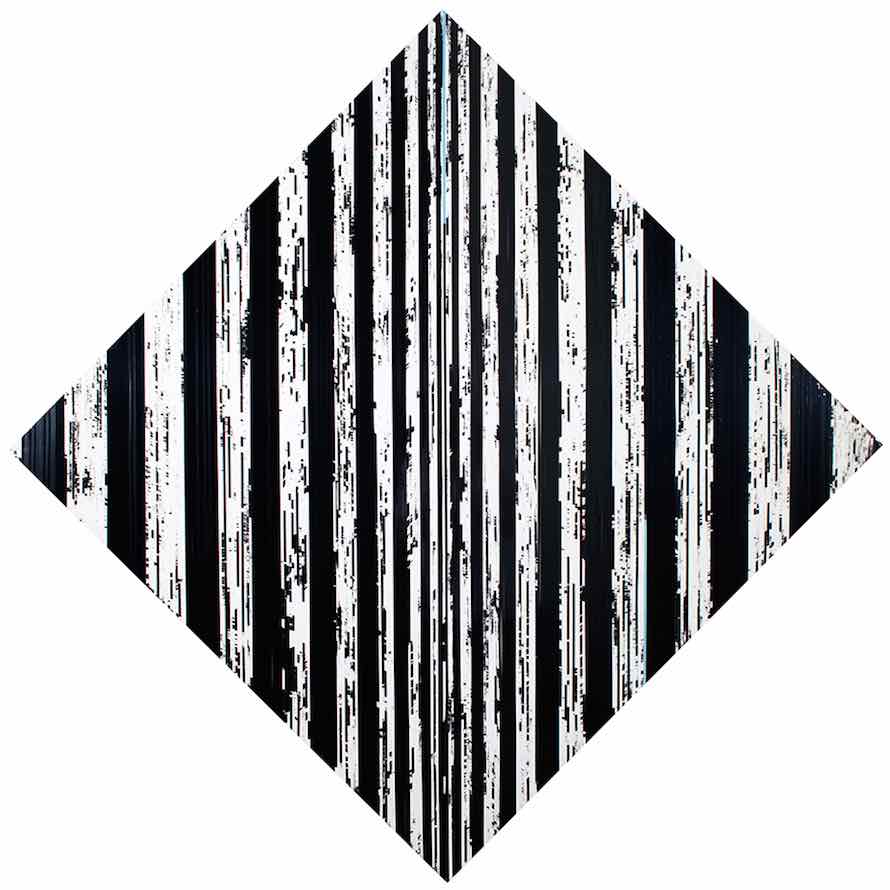 Phase II, Cassette Tape and Magnetic Cassette Tape Coating on Panel, 51” x 51”, 2014