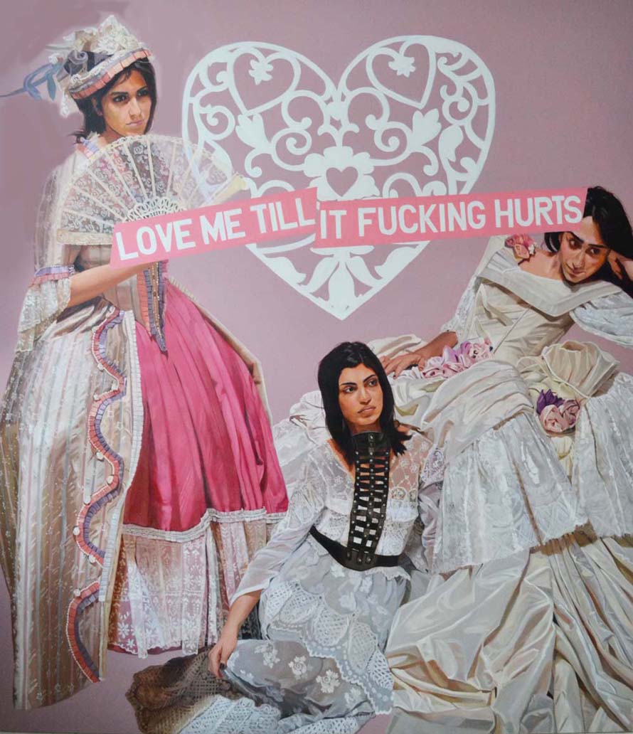 Love Me Till It Fucking Hurts, 2012 Oil on linen, 80 x 70 inches.