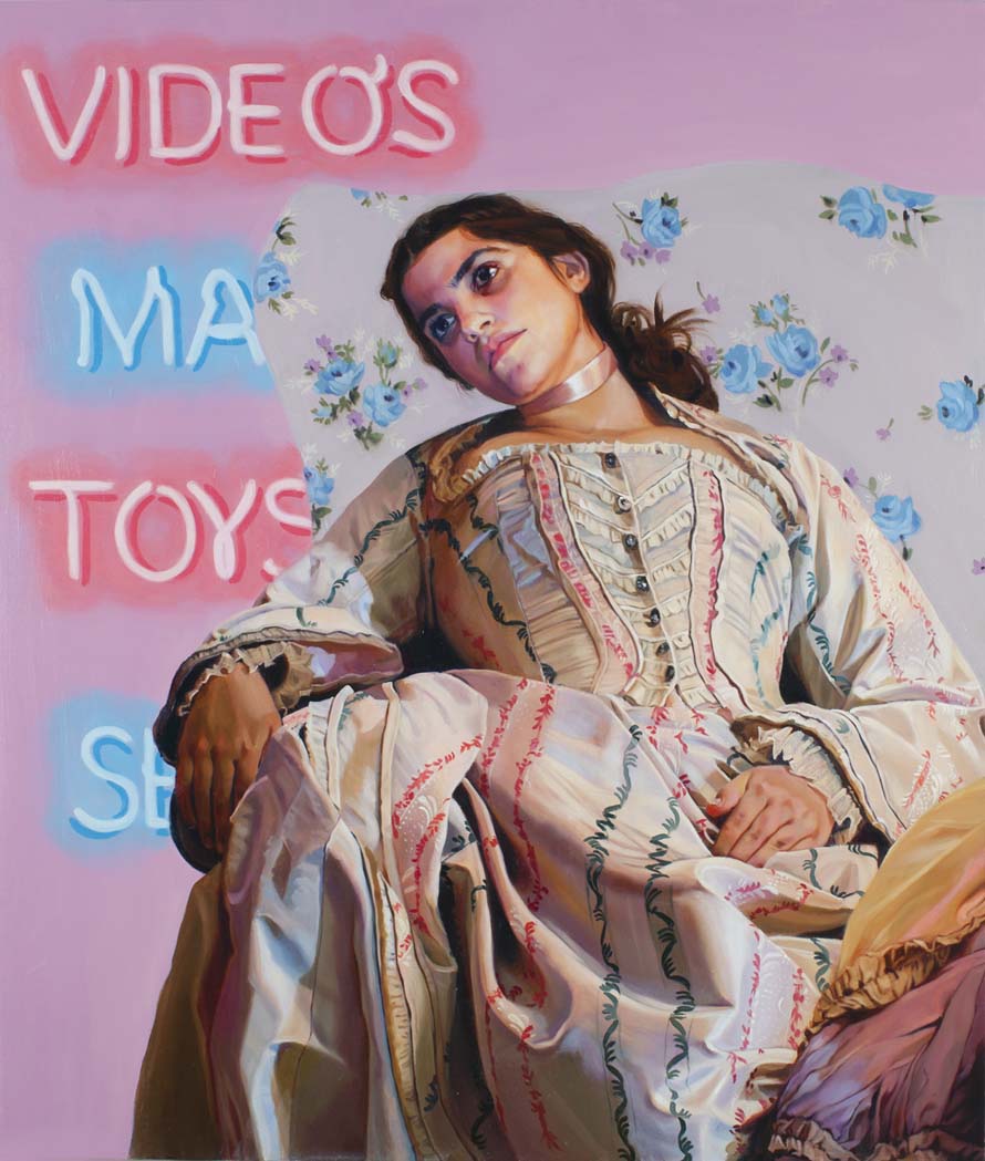 Tara Playing, 2012. Oil on linen, 41 x 33 inches.