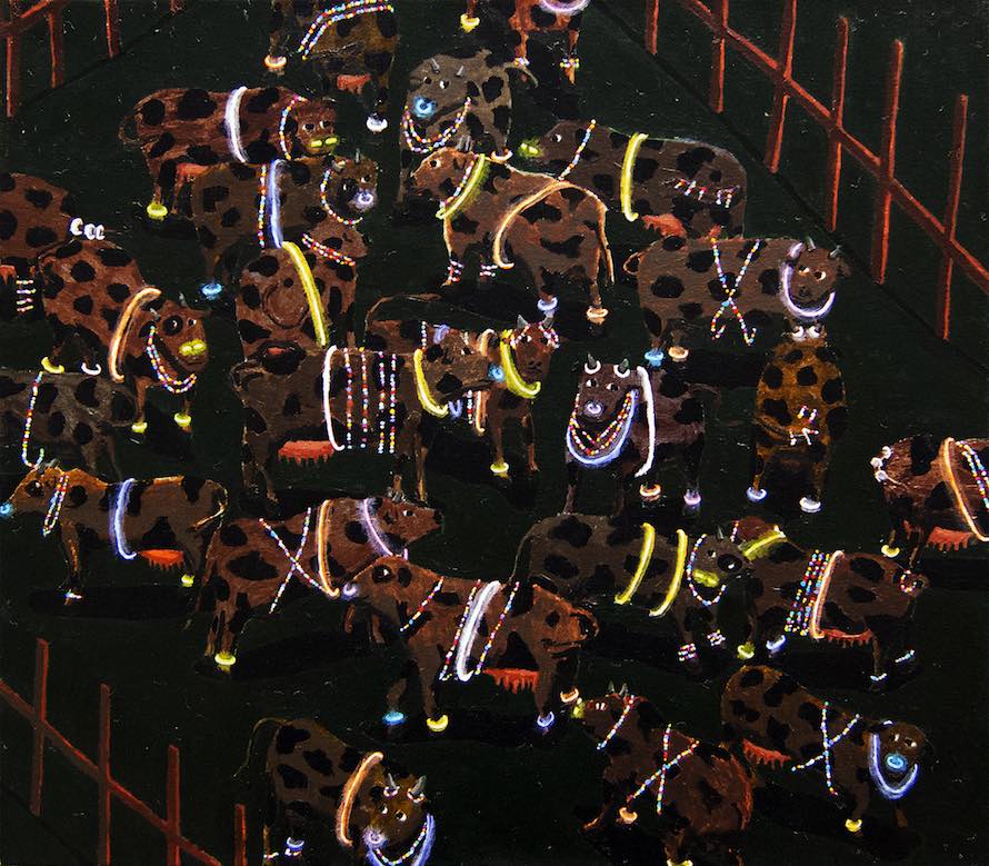 Cattle Rave, 2013, acrylic on canvas, 22” x 25”
