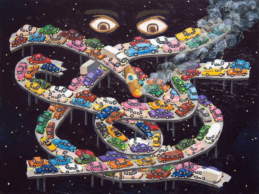 Foreigner, 2014, acrylic on panel, 12” x 16”