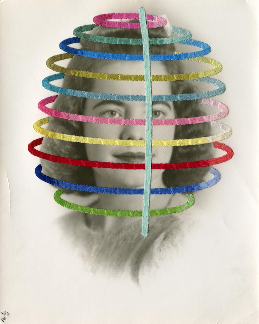 Queen Bee, 2013. Hand embroidery on found photograph. Copyright © Julie Cockburn. Courtesy Yossi Milo Gallery, New York.