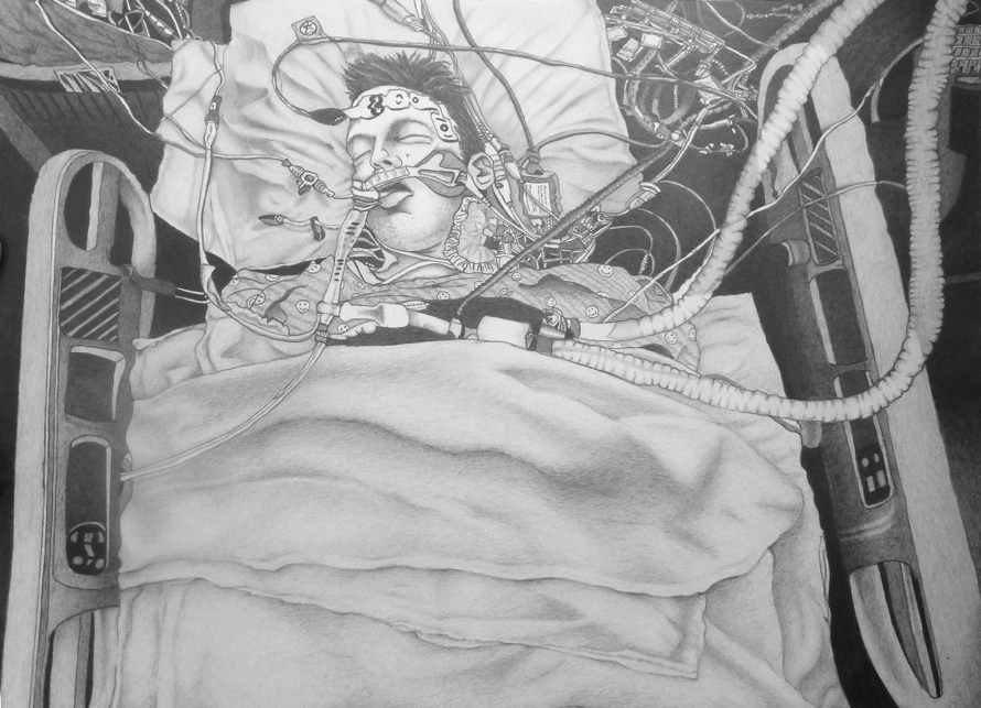 Sleeping Man, 2012, graphite on paper, 14 1/2
