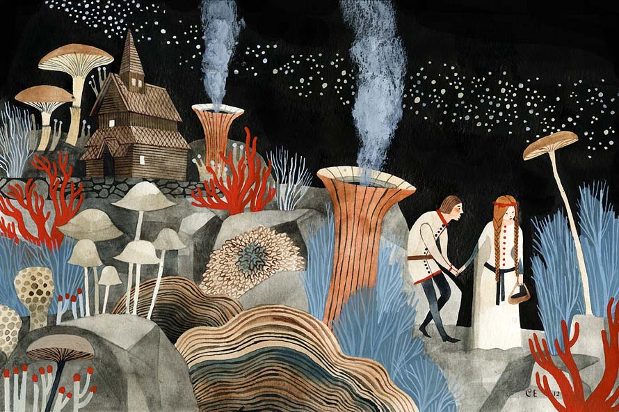 Starry Belt of Keys, gouache and ink on paper, 8 x 12 inches