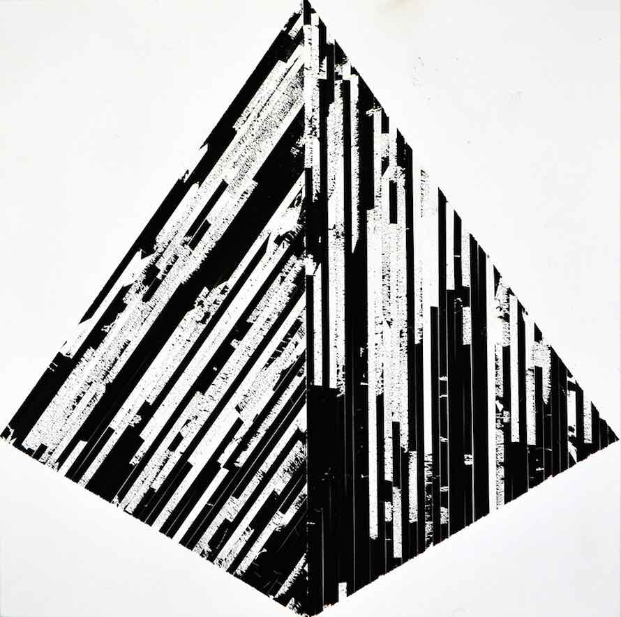 Trihedron VII, Magnetic Cassette Tape Coating on Panel, 12” x 12”, 2014