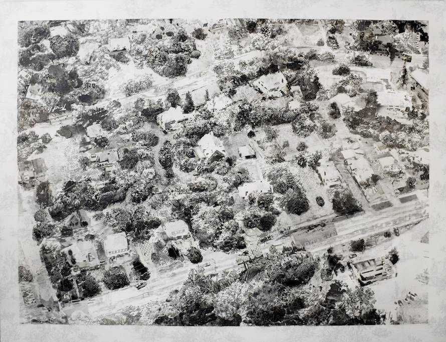 Truth Takes a Holiday, collage, printed matter and drawing on Toile