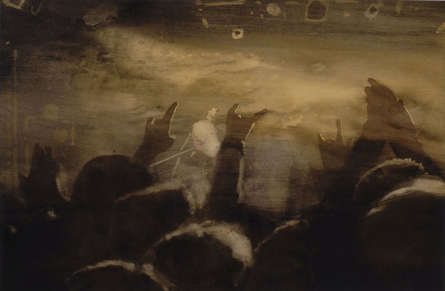 Who We Burning, 2006. Watercolor on paper. 16 inches x 24 inches.