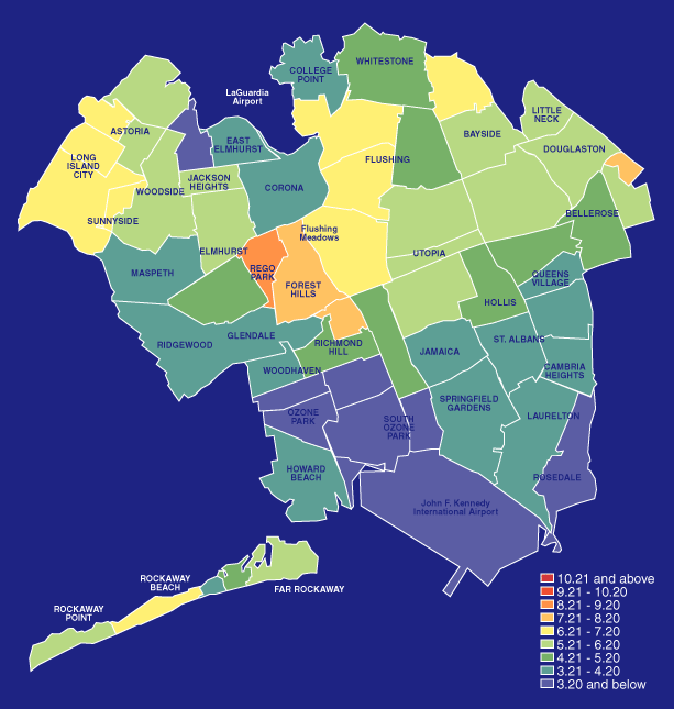 Queens: Major airports create centers of very low bohemian levels. In this way they are anti-universities.