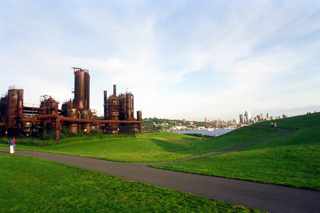 <b>Gasworks Park</b><br />An enormous gas refinery once stood on the north end of Lake Union; it was obsolete by the time the city acquired the land in 1962, but they left some of the machinery in situ when they reopened the area as Gasworks Park in 1975.<br /><br />
Fourth of July fireworks are held over Lake Union, and Gasworks Park is generally considered the best spot in the city to see them. And speaking of fireworks…<br /><br />Mileage: 3.5 of 6.0