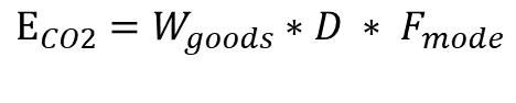 A mathematical formula to calculate CO2 emissions based on emissions factors. The formula is structured as follows: “CO2 Emissions = Distance × Weight × Emission Factor.” This equation calcul