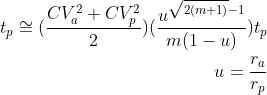 Mathematical formula from Queueing Theory used to estimate the average waiting time (tq) in a queue. The formula includes variables such as the coefficient of variation of inter-arrivals (CVa