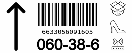 Animation with hundred Warehouse labels with a large yellow upward arrow pointing toward the storage location generated with Python Pillow. It contains a barcode, SKU code 6090761375244, and
