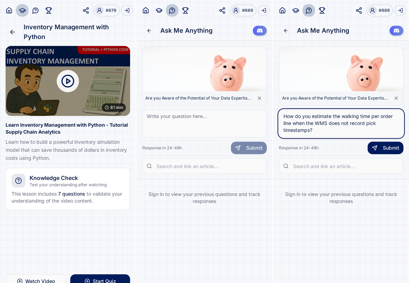 Ask a question about an article from inside the app
