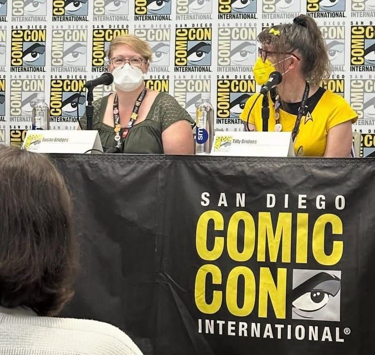 Tilly and Susan (masked!) on the IDW Star Trek comics panel at SDCC 2025