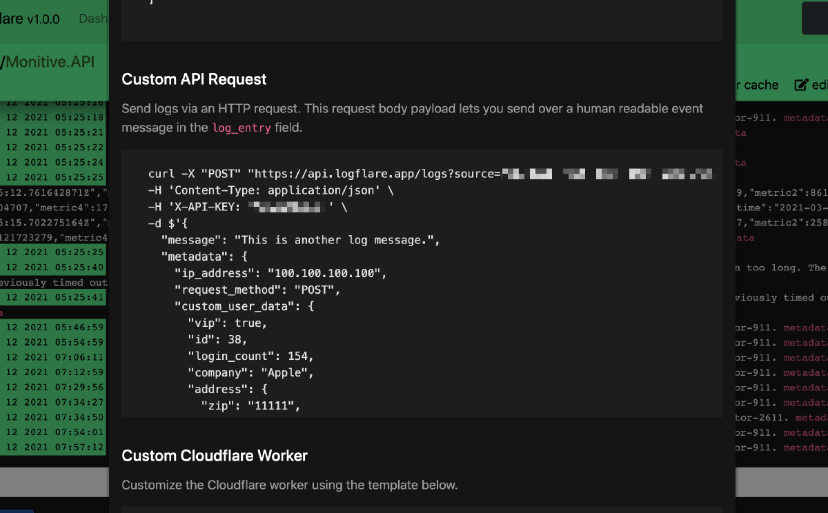 Logflare Setup Screen