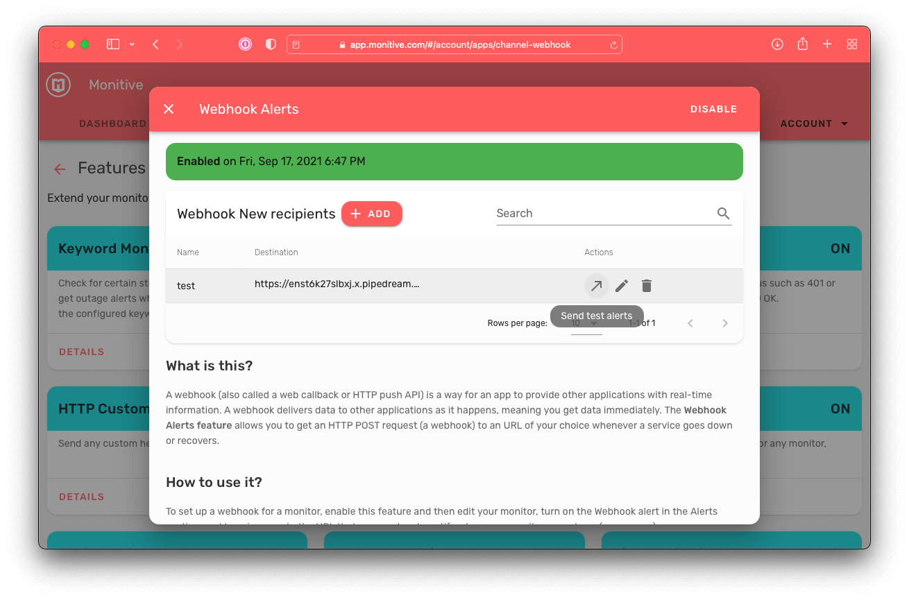 Webhook alerts migrated to recipients